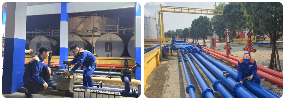 Hình ảnh thực tế vận hành tại hệ thống kho bãi Petrolimex Đức Giang